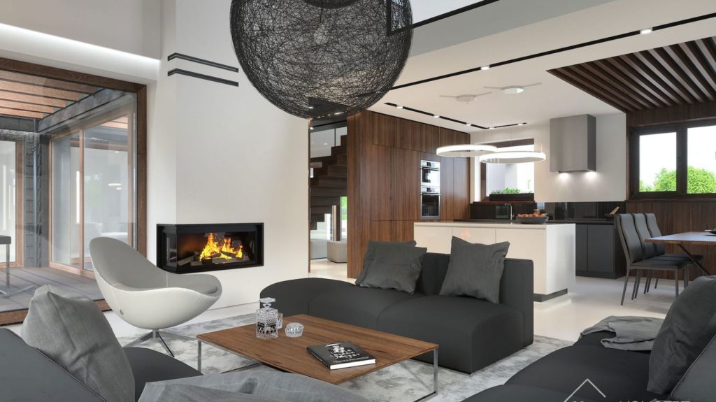 Современный просторный интерьер польского дома