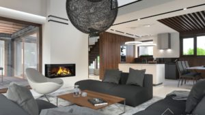 Современный просторный интерьер польского дома